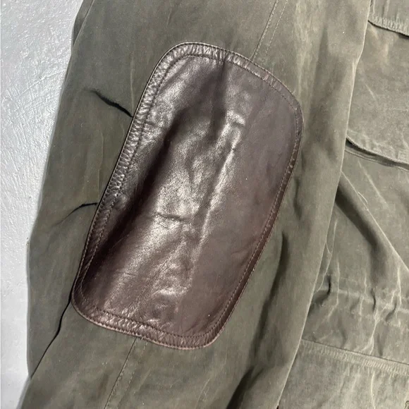 Orvis Dark Green Military Jacket with Brown Leather Details - Picture 2 of 10